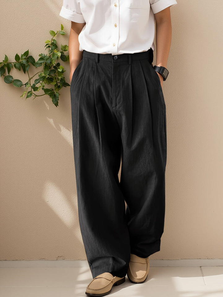 Herren Hose | Weite Beine | Mit Knopfverschluss | Sommer