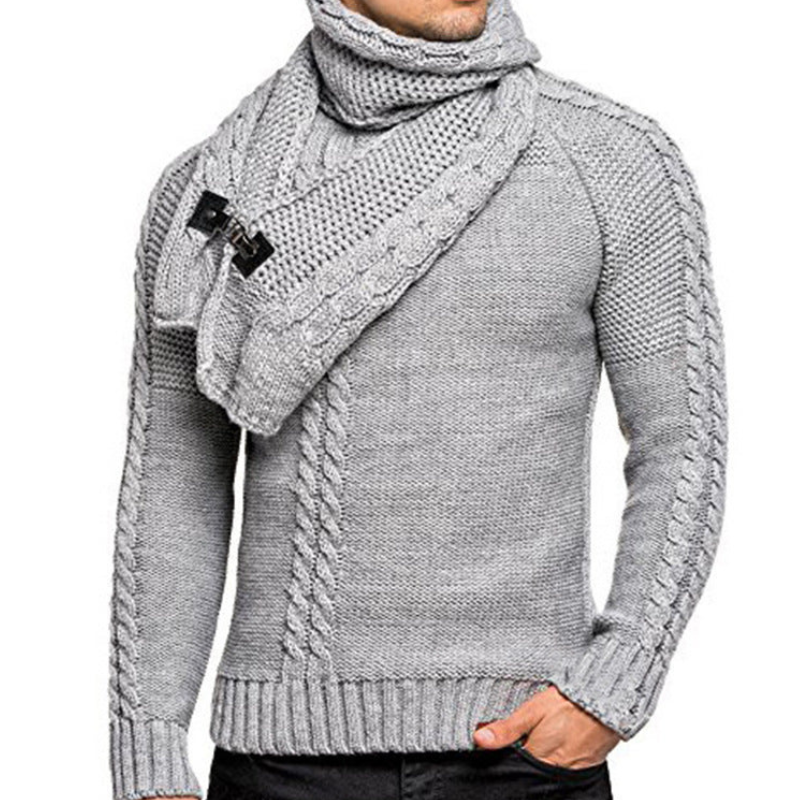Herren Pulli | Strickpullover mit Schal | Eleganter Pullover