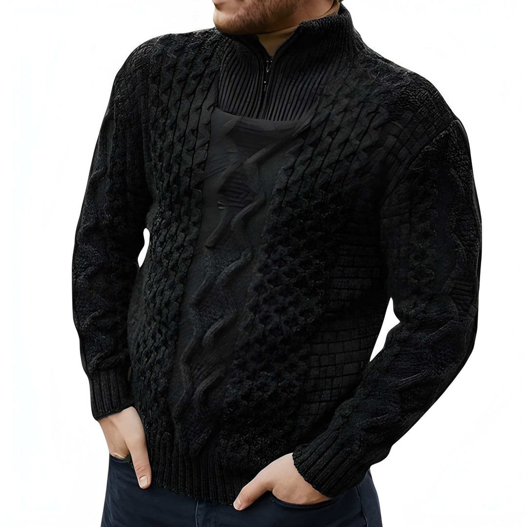 Pullover Herren | Strukturstrick mit Half-Zip | Lässig Herren Pulli