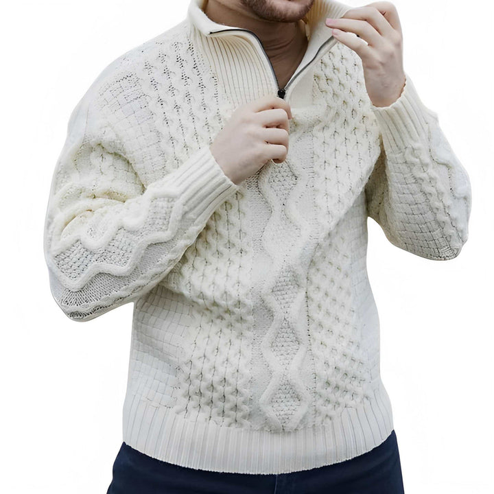 Pullover Herren | Strukturstrick mit Half-Zip | Lässig Herren Pulli