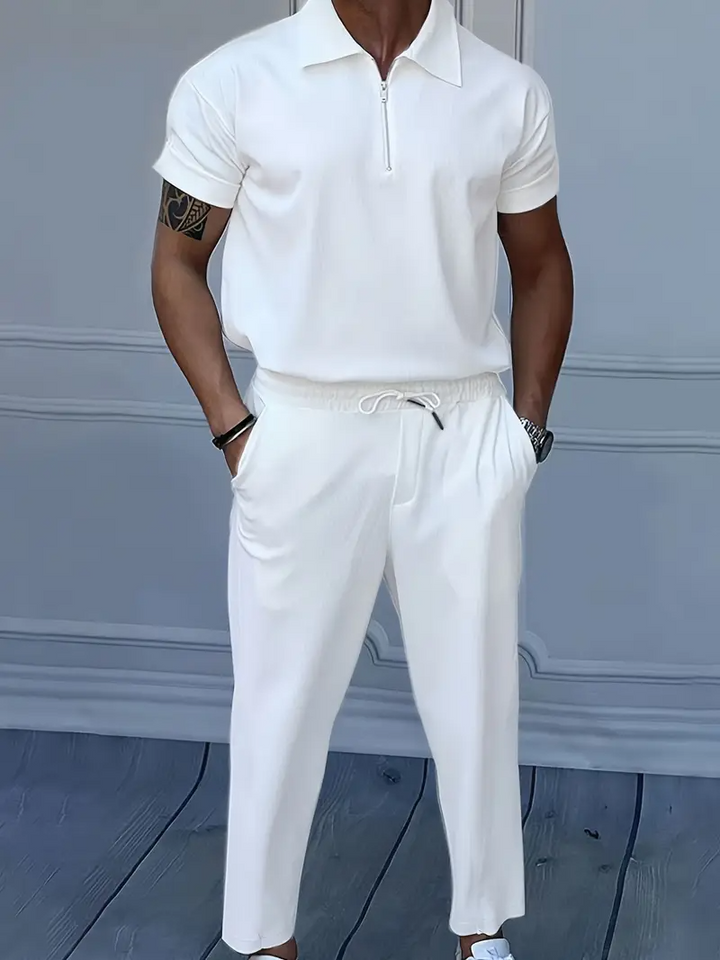 Herren Set | Slimfit | Reißverschluss Kragen | Sommer