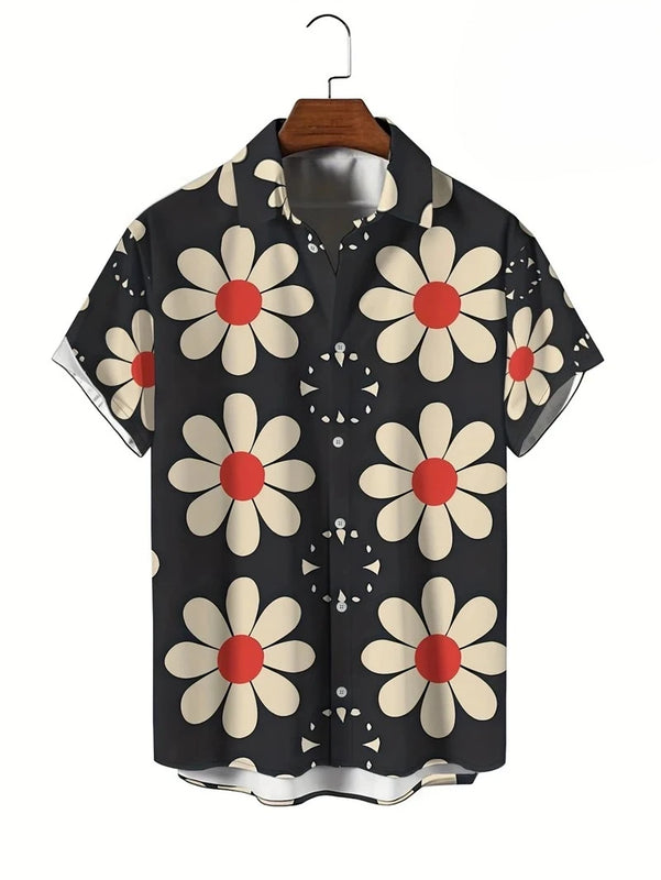Herren Shirt | Vintage Druck | Knopfverschluss | Sommer