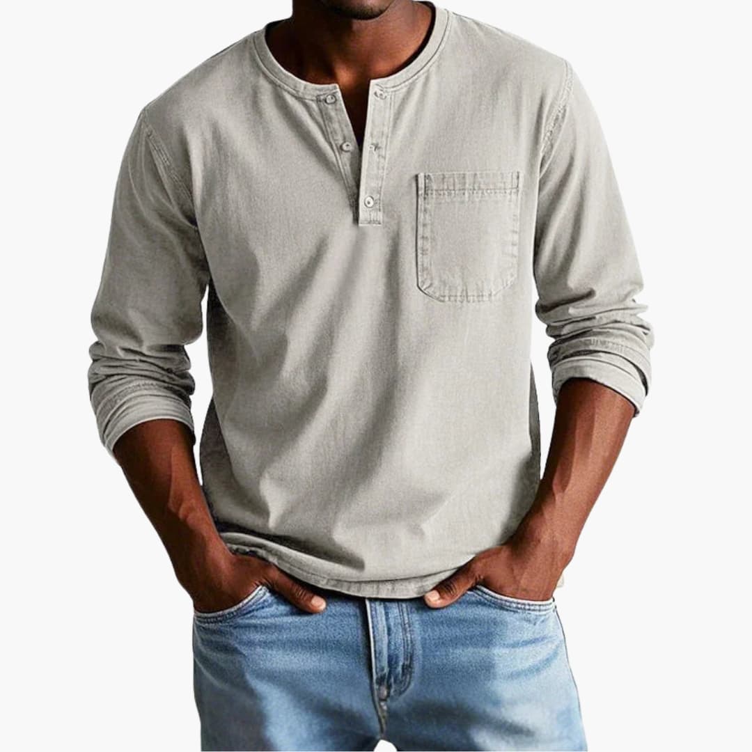 Herren Longsleeve | Straight | Mit Knöpfen | Herbst