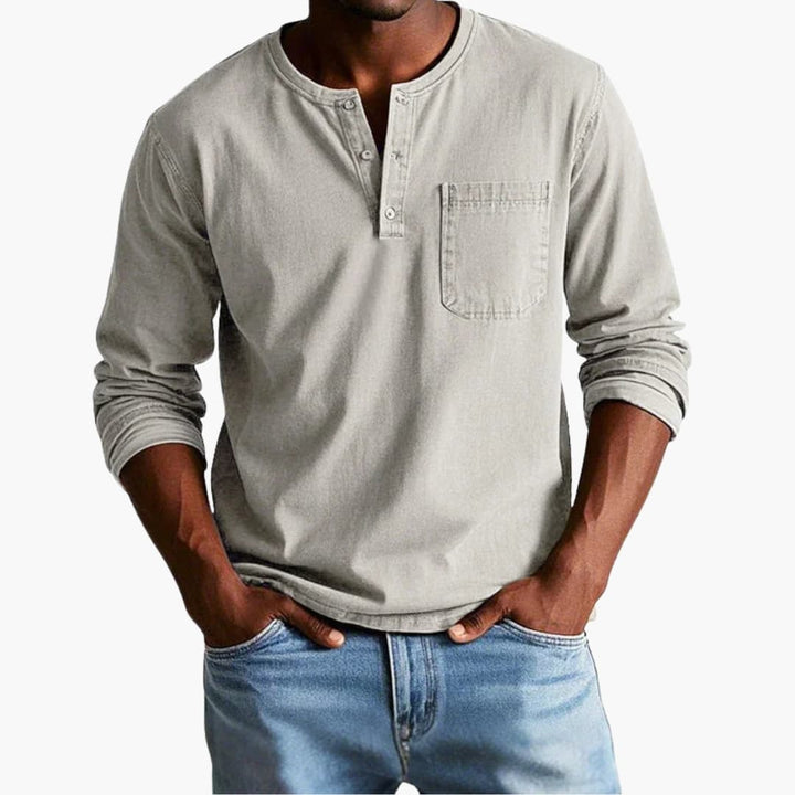 Herren Longsleeve | Straight | Mit Knöpfen | Herbst