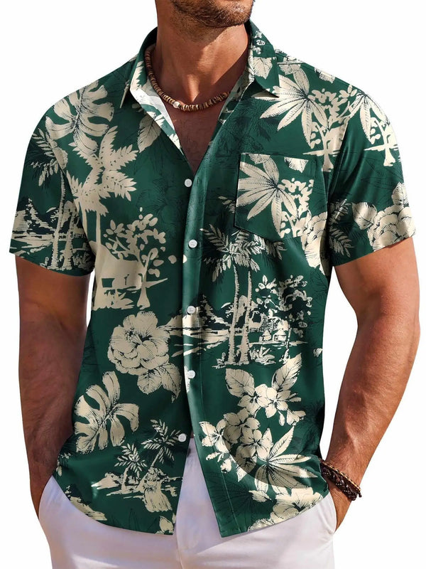 Herren Shirt | Hibiskusmuster | Resort-Stil | Sommer