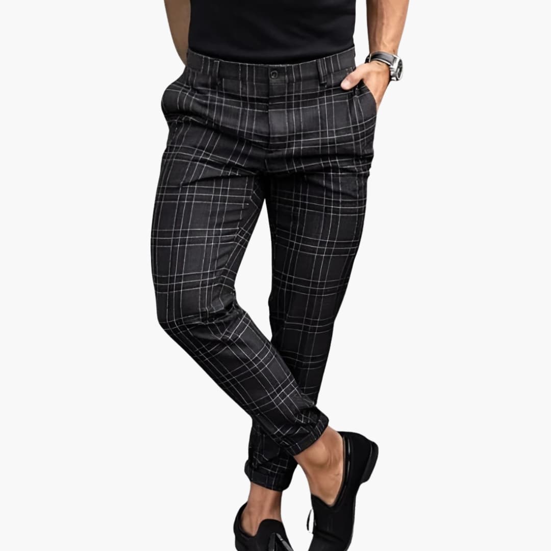 Herren Stoffhose | Slimfit | Karomuster | Herbst