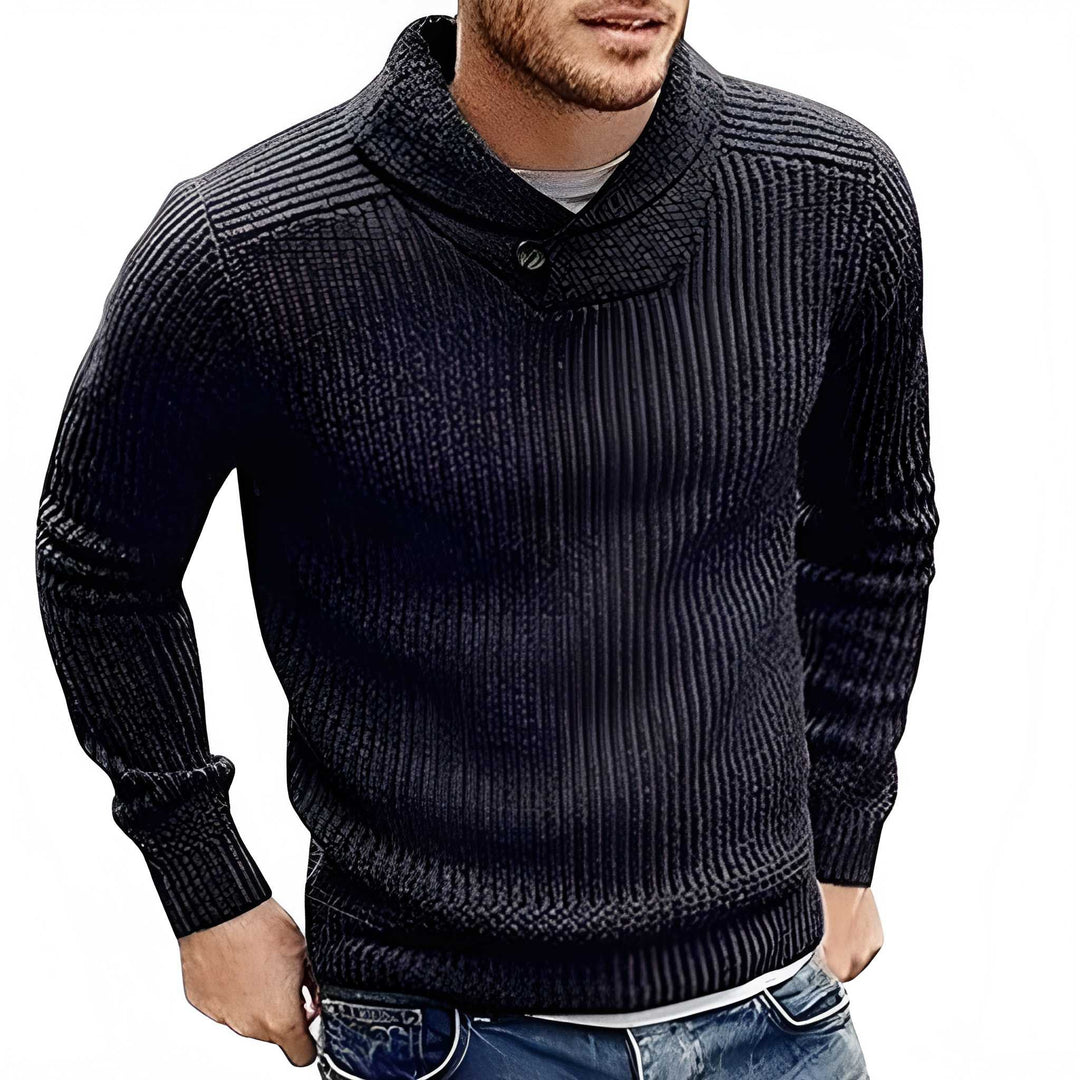 Pullover Herren | Gerippter Stil mit Sjaalkraag | Modern Herren Pulli