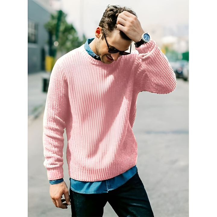 Herren Pulli | Gerippte Stricktrui | Lässiger Pullover