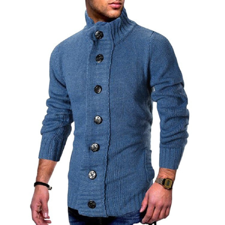 Herren Cardigan | Hoher Kragen Stil | Elegante Strick kleider