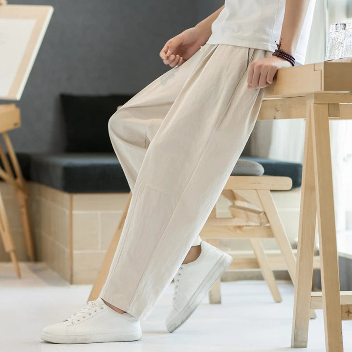 Herren Hose | Wijde pijpen | Bindegürtel Uniek | Sommer