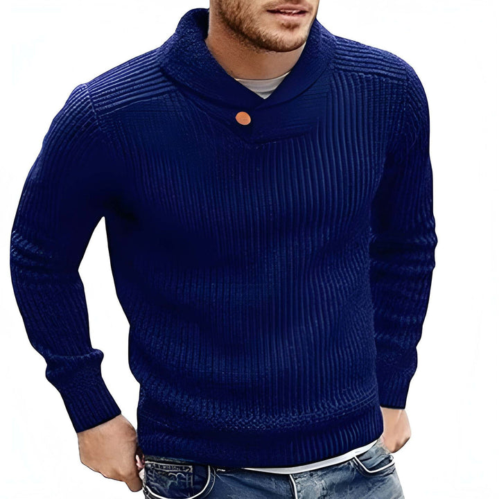 Pullover Herren | Gerippter Stil mit Sjaalkraag | Modern Herren Pulli