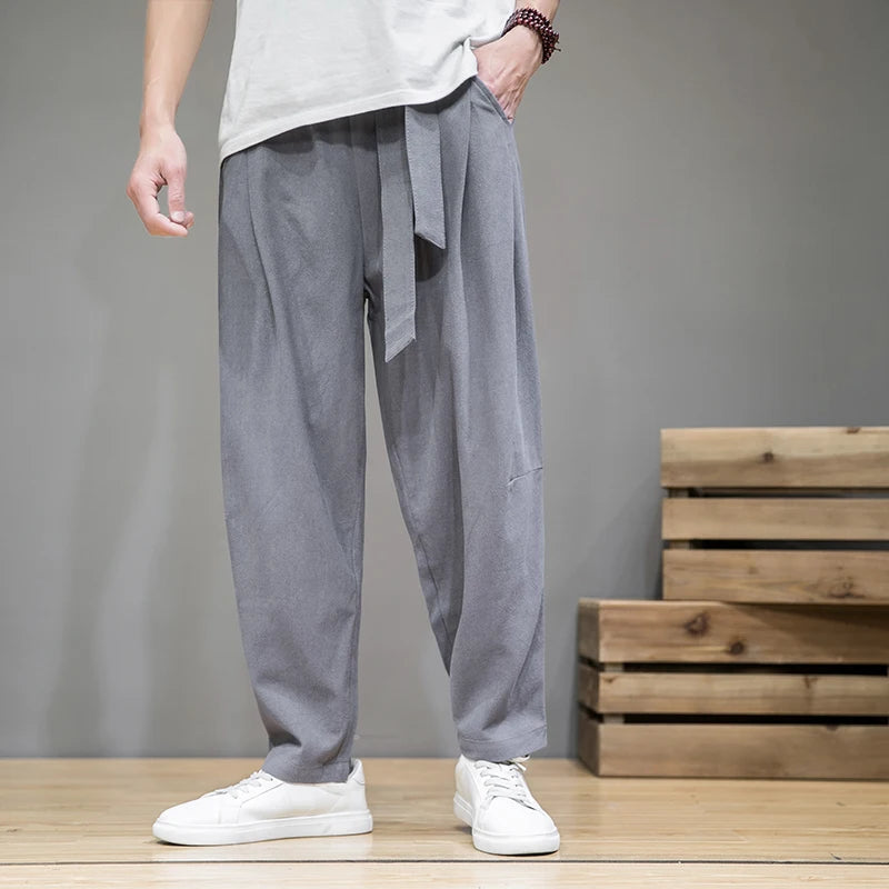 Herren Hose | Wijde pijpen | Bindegürtel Uniek | Sommer