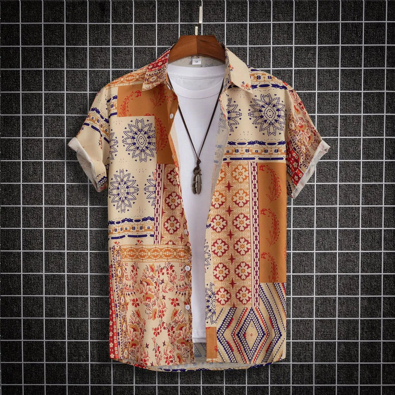 Herren Shirt | Doodle-Linienprint | Künstlerischer Stil | Sommer