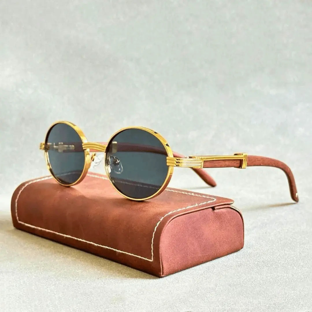 Sonnenbrille Herren | Gold Rund Design | Vintage Stil Accessoire