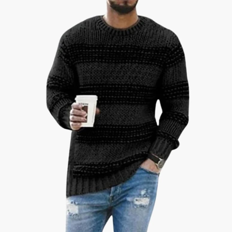 Pullover Herren | Gestreifter Rundhals Strick | Elegant Herren Pulli