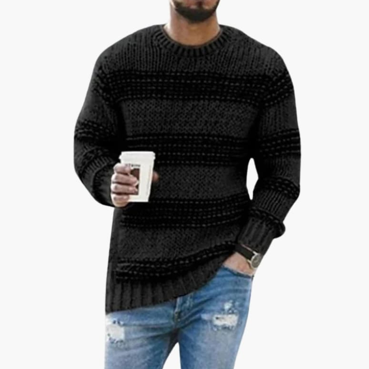 Pullover Herren | Gestreifter Rundhals Strick | Elegant Herren Pulli