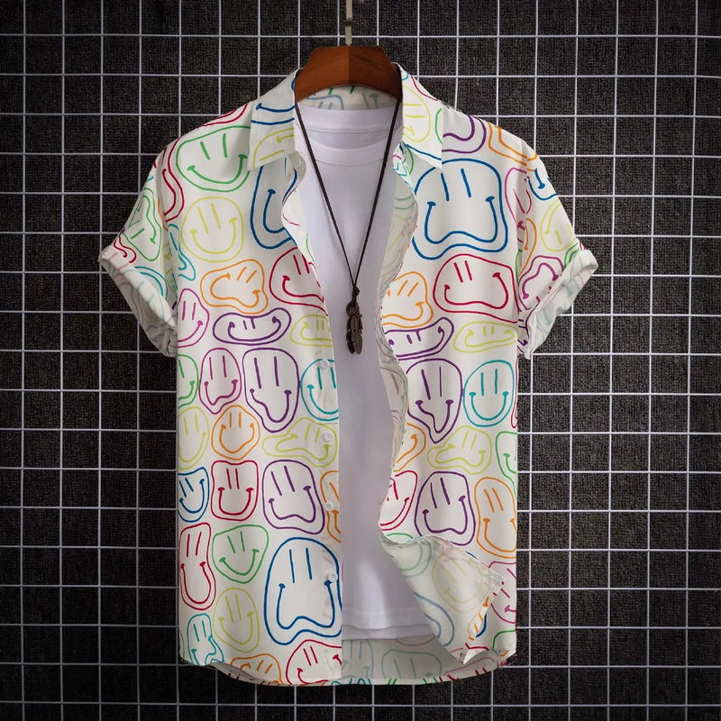 Herren Shirt | Doodle-Linienprint | Künstlerischer Stil | Sommer