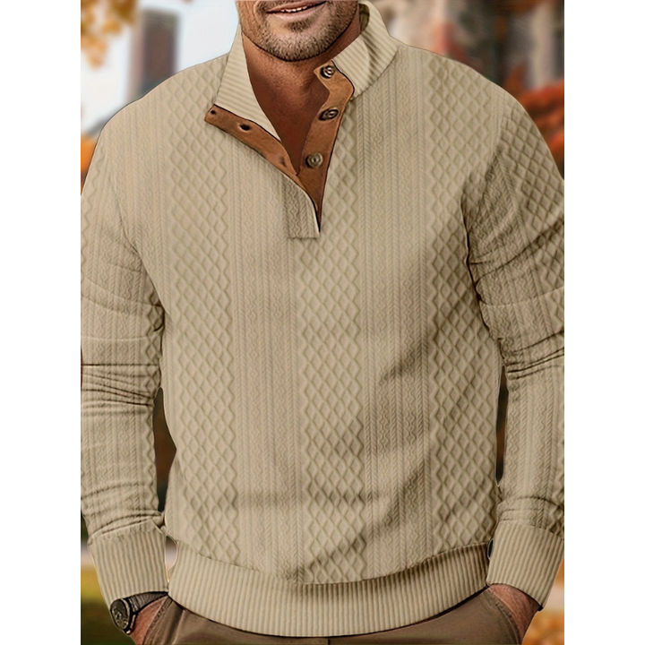 Pullover Herren | Struktur Knopfleiste | Dick und warm