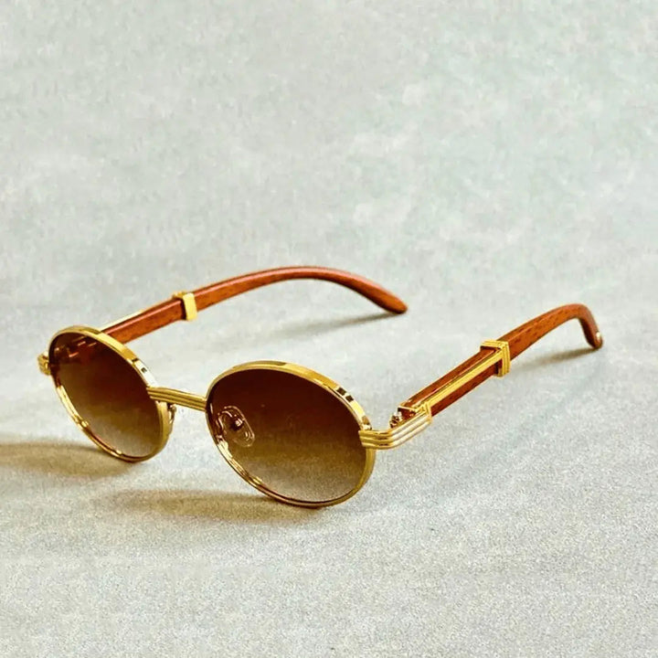 Sonnenbrille Herren | Gold Rund Design | Vintage Stil Accessoire