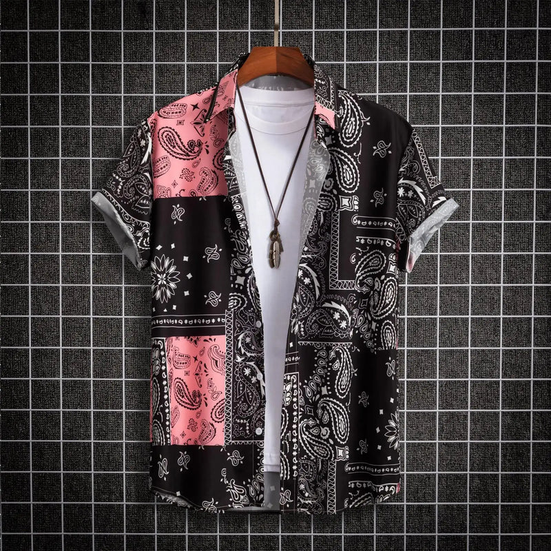 Herren Shirt | Doodle-Linienprint | Künstlerischer Stil | Sommer
