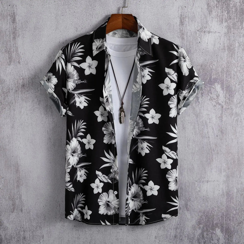 Herren Shirt | Doodle-Linienprint | Künstlerischer Stil | Sommer