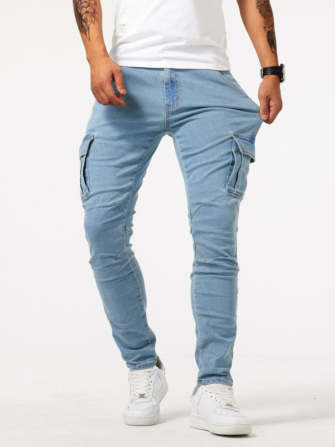 Herren Jeans | Slim Fit | Cargo Taschen | Sommer