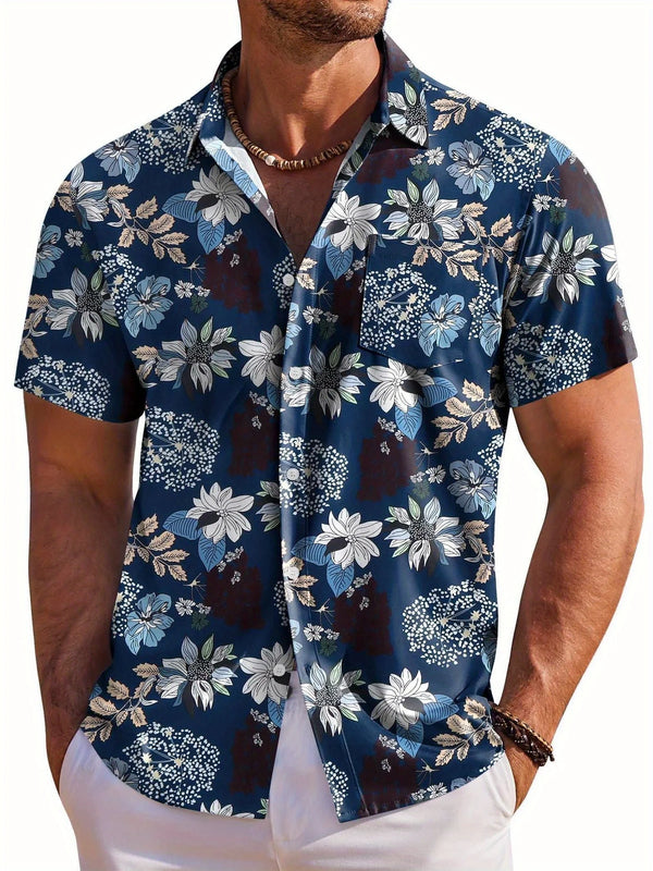 Herren Shirt | Hibiskusmuster | Resort-Stil | Sommer