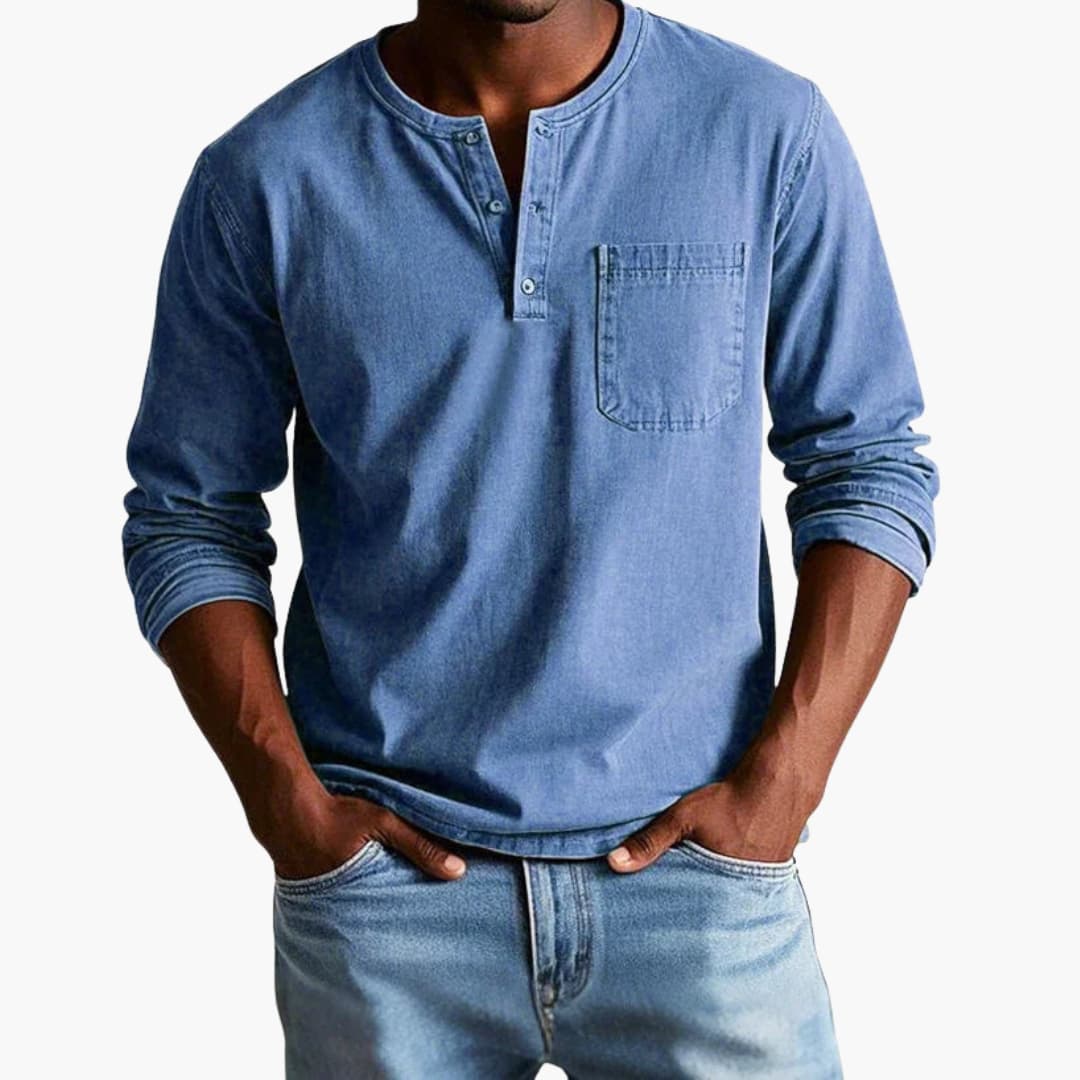 Herren Longsleeve | Straight | Mit Knöpfen | Herbst