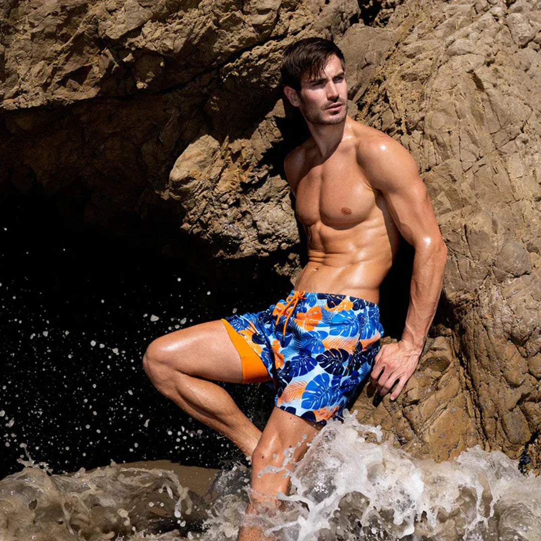 Herren Badeshorts | Straight | Tropisches Muster | Sommer
