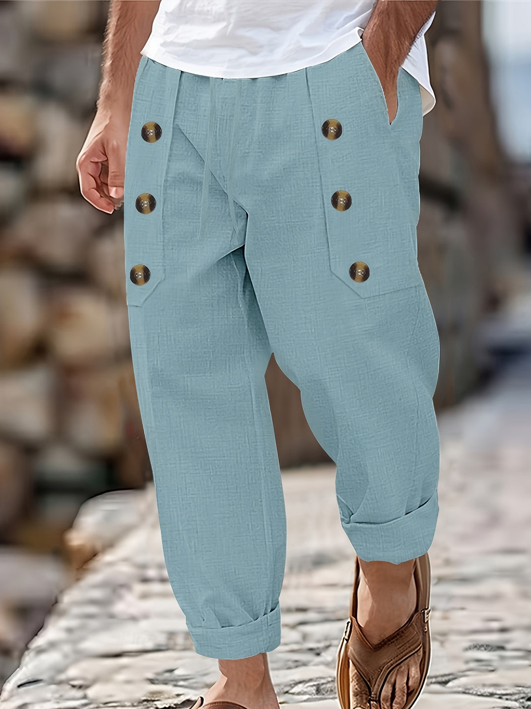 Herren Hose | Tapered | Mit Knöpfen | Knöchellänge