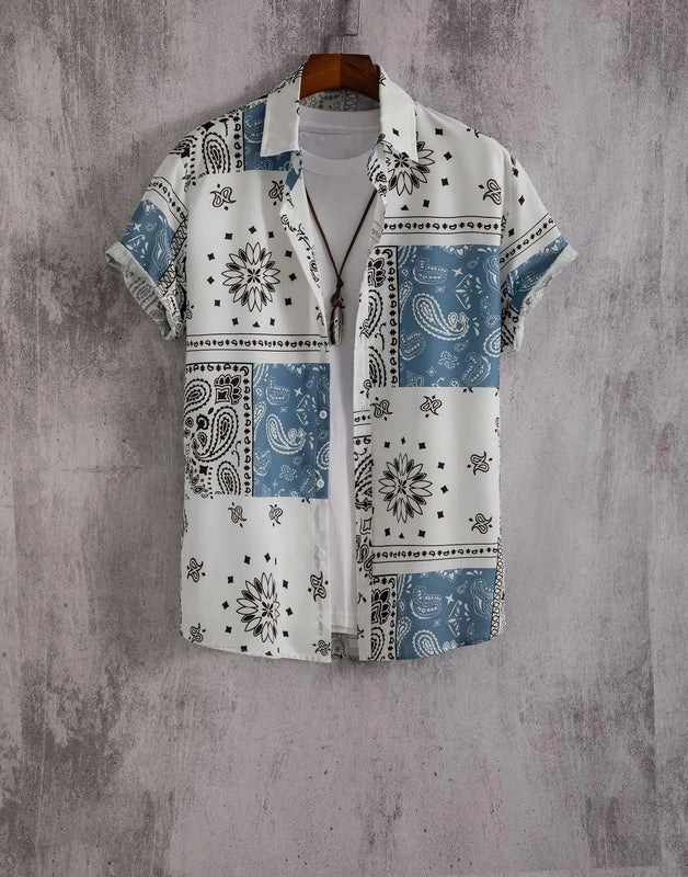 Herren Shirt | Doodle-Linienprint | Künstlerischer Stil | Sommer