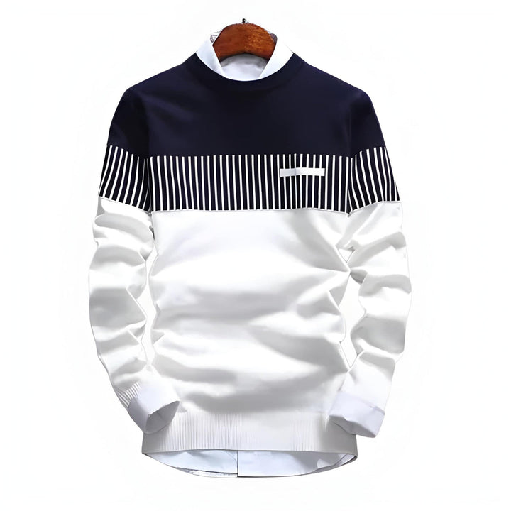 Pullover Herren | Gestreiftes Design mit Hoher Kragen | Trendiger Strickpullover