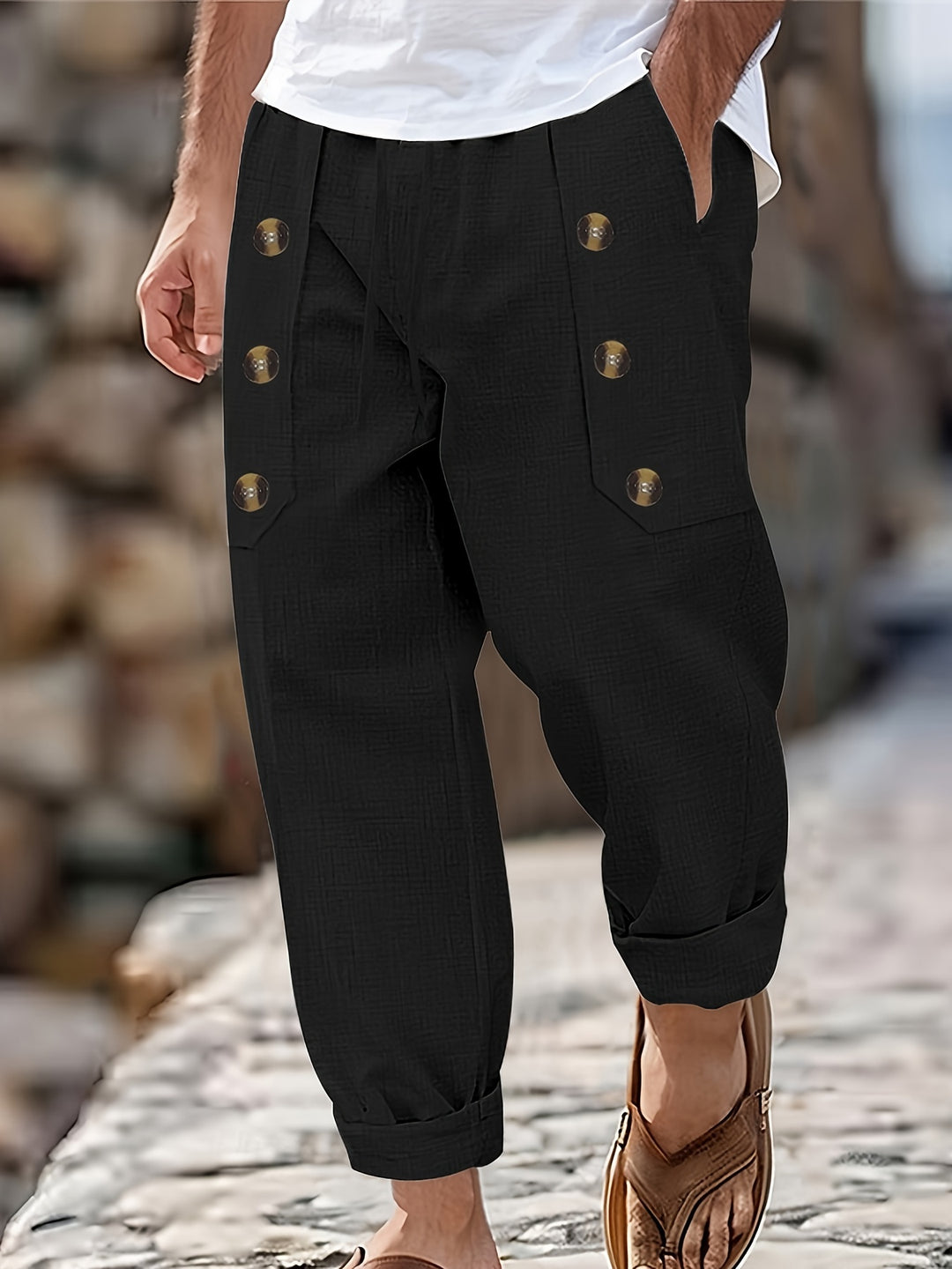Herren Hose | Tapered | Mit Knöpfen | Knöchellänge