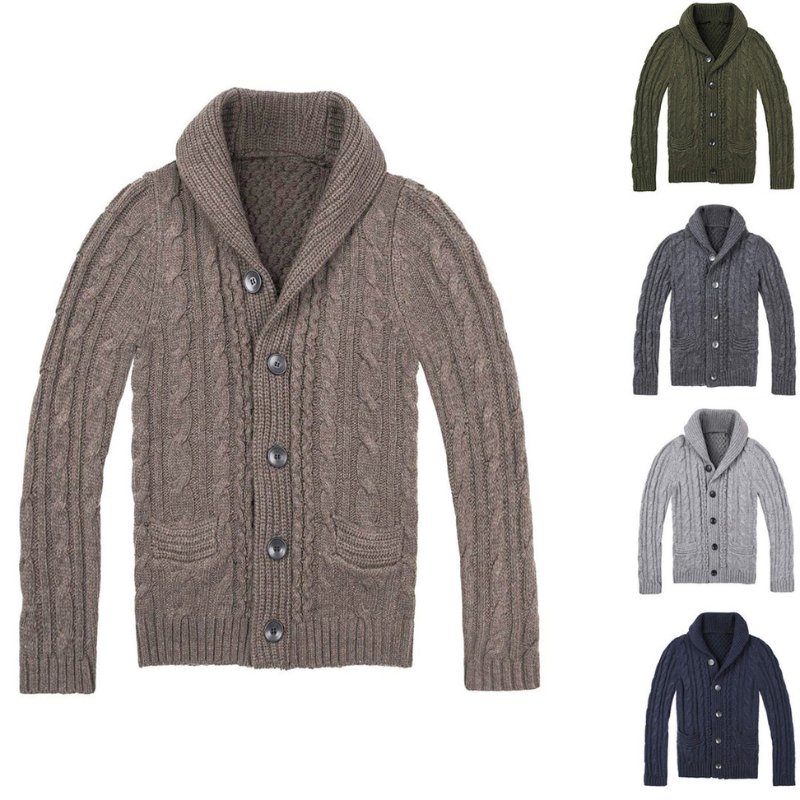 Herren Cardigan | Zopfmuster Strickjacke | Elegante Winter kleider