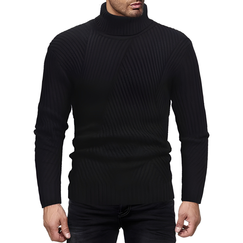 Herren Pulli | Gerippte Rollkragen Trui | Modischer Pullover