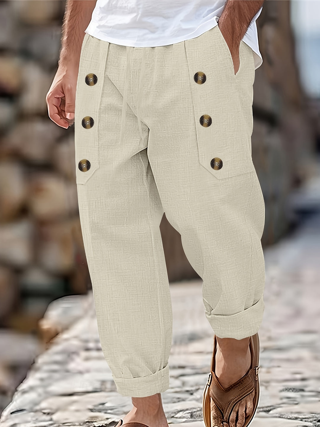 Herren Hose | Tapered | Mit Knöpfen | Knöchellänge