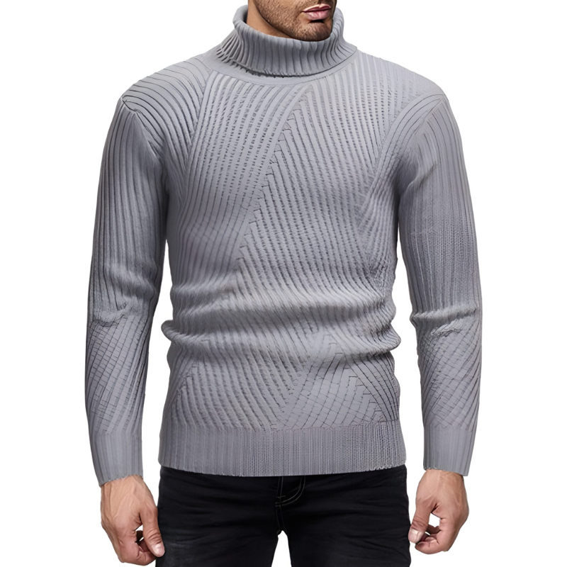 Herren Pulli | Gerippte Rollkragen Trui | Modischer Pullover