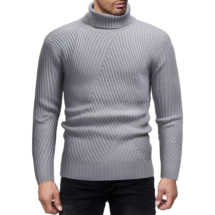 Herren Pulli | Gerippte Rollkragen Trui | Modischer Pullover
