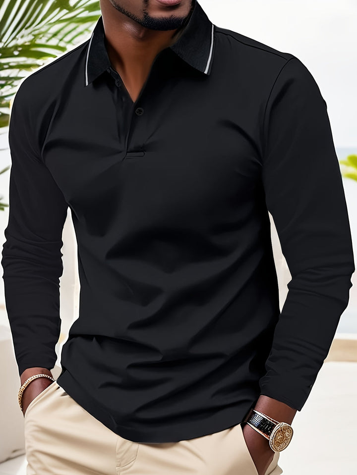 Herren Casual Rugbyshirt | V-Ausschnitt & Lange Ärmel | Frühling & Herbst | Polo