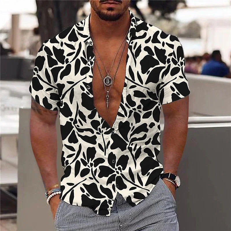 Herren Shirt | Botanisches Muster | Strandstil | Sommer