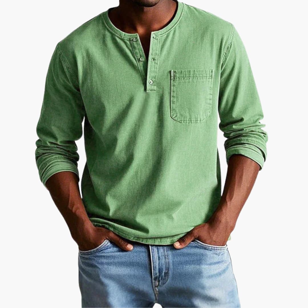 Herren Longsleeve | Straight | Mit Knöpfen | Herbst