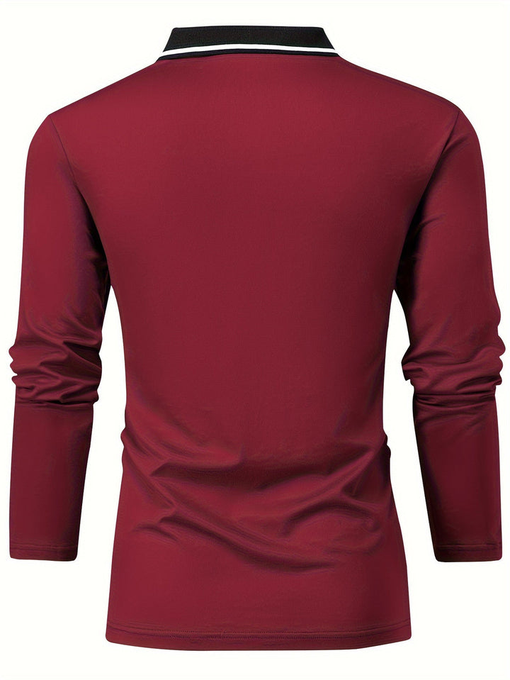 Herren Casual Rugbyshirt | V-Ausschnitt & Lange Ärmel | Frühling & Herbst | Polo