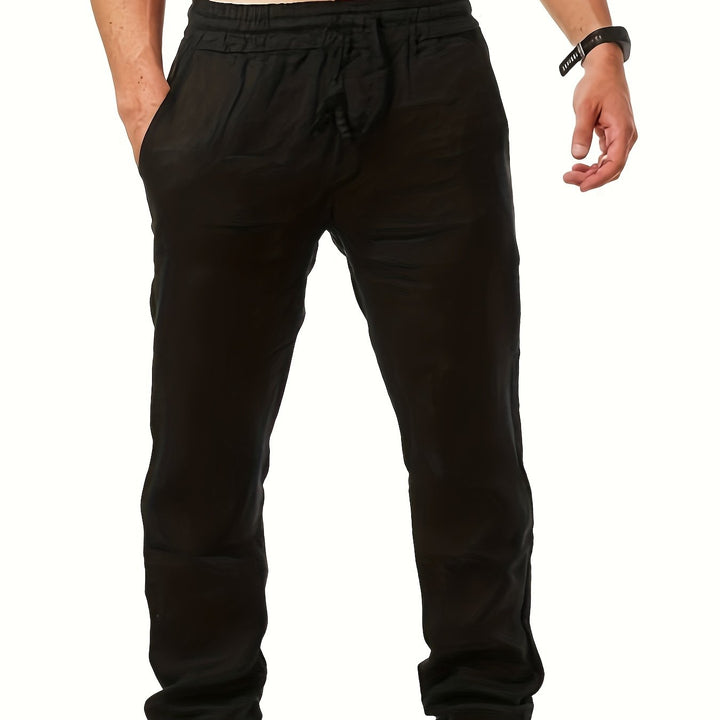 Herren Leinenhose | Lockerer Schnitt | Elastischer Bund | Sommer