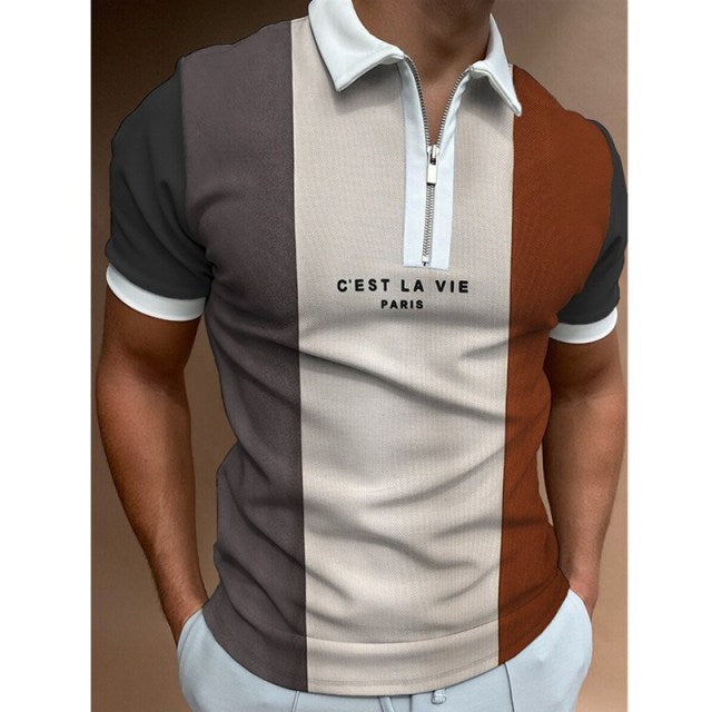 Herren Polo | Slimfit | Mit Reißverschluss | Colorblock Design Sommer