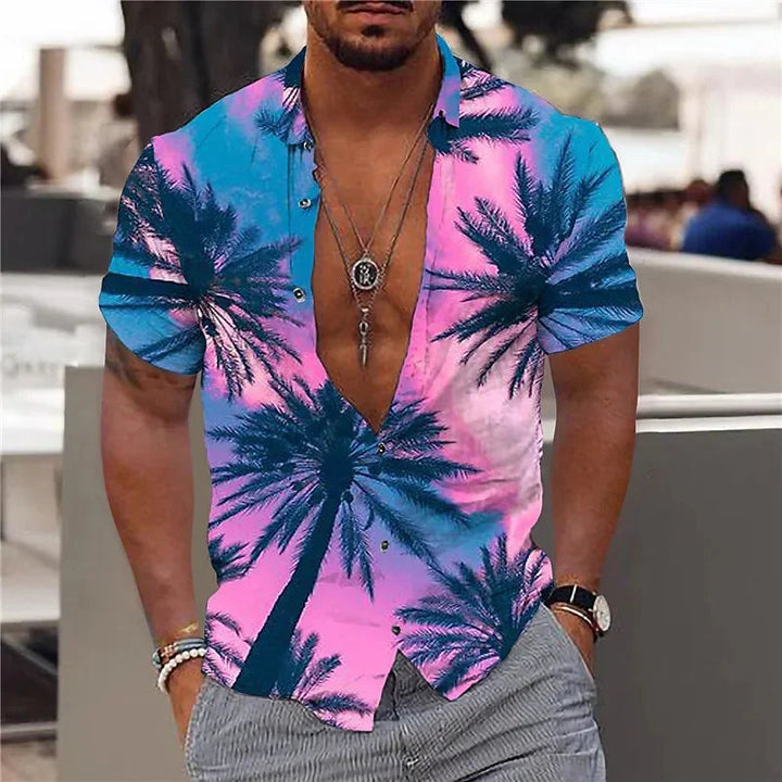 Herren Shirt | Kurzarm | Tropenprint | Sommer
