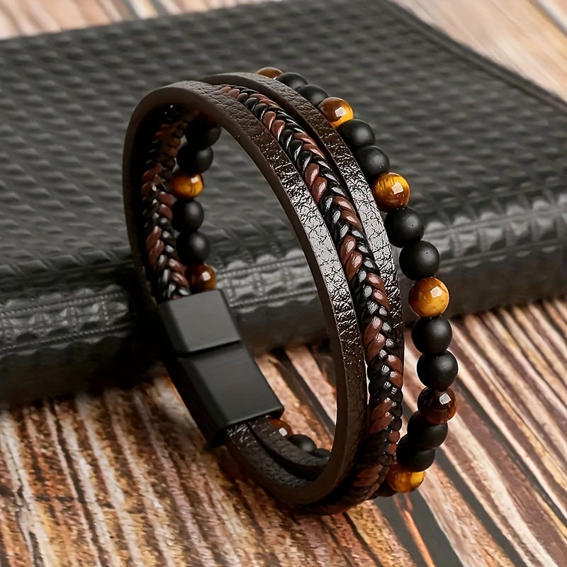 Herren Armband | Geflochten | Mehrlagig Design | Mit Verschluss