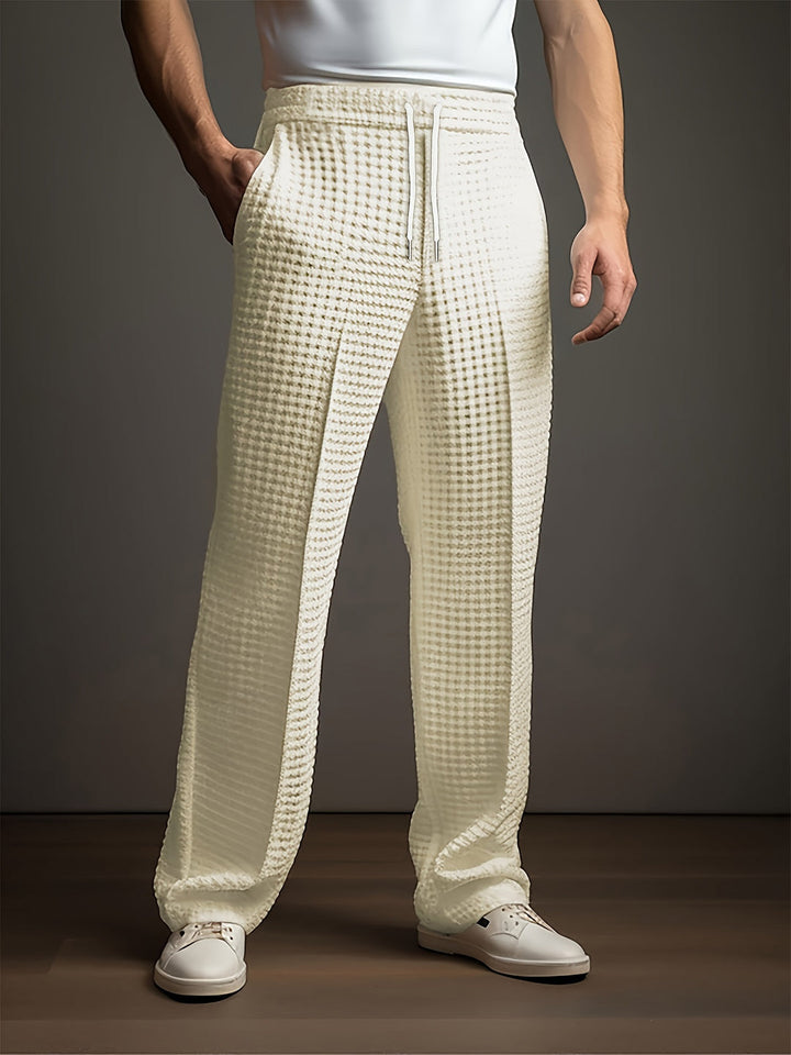 Herren Hose | Straight | Mit Kordelzug | Sommer Strukturiert