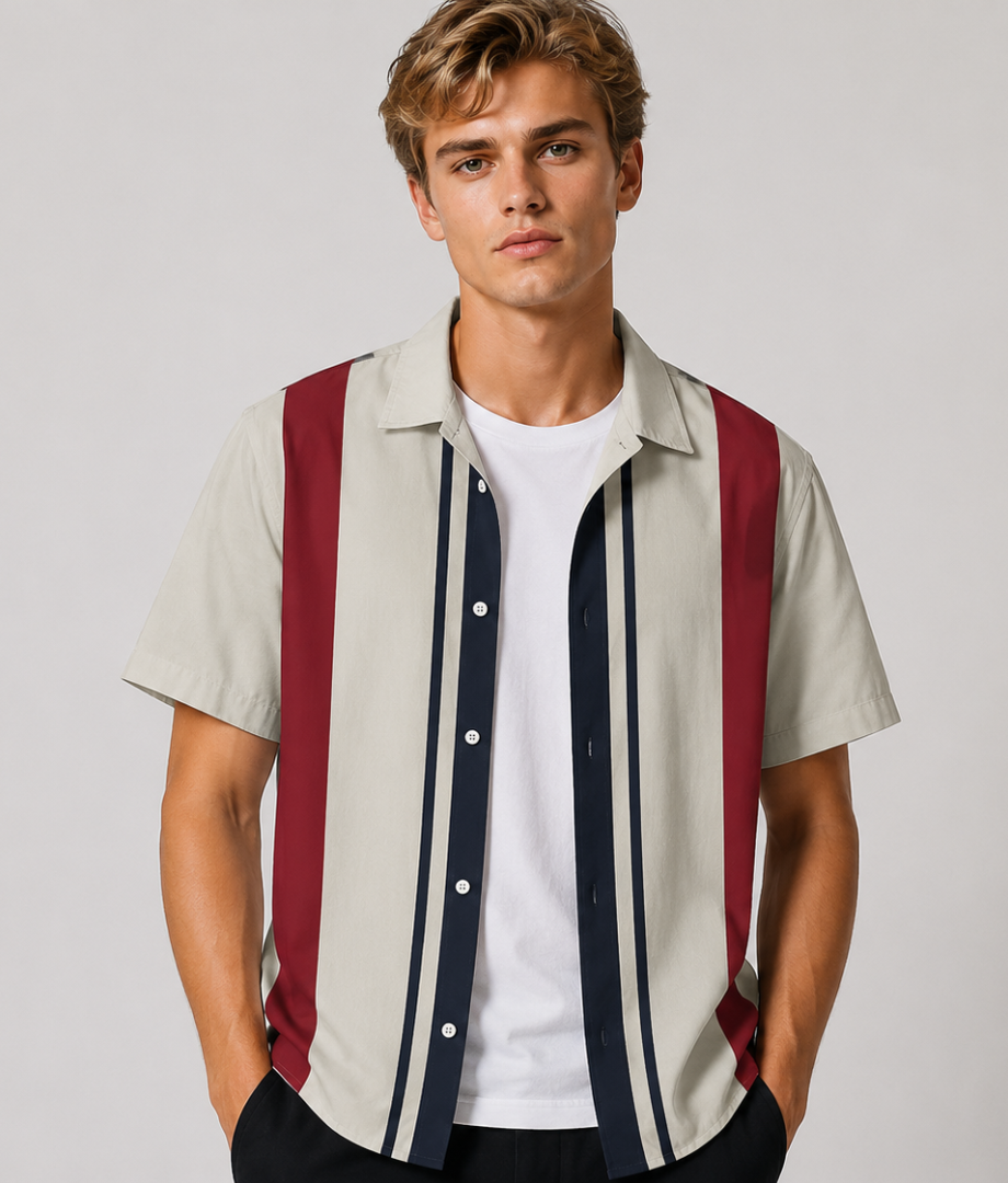 Herren Shirt | Mahjong-Muster | Retro-Stil | Sommer