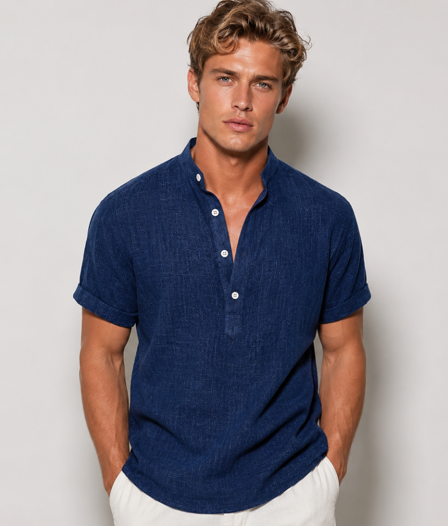 Herren Henley-Hemd | Gerade Passform | Mit Knopfleiste | Sommer