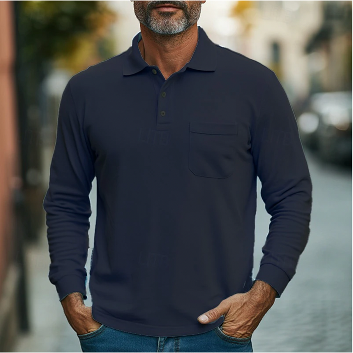 Herren Poloshirt | Elegant Slimfit | Lange Ärmel | Frühling